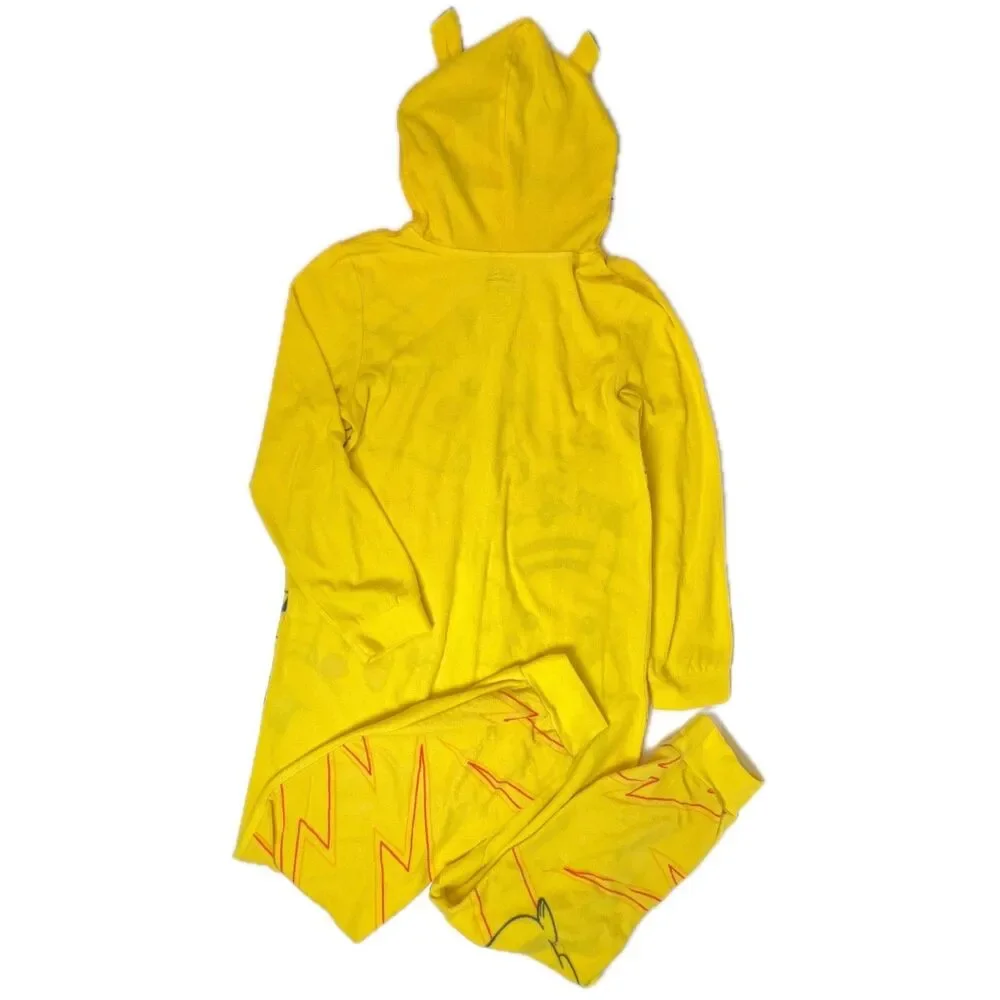 Pokemon Pikachu Kids Hooded One Piece Pajama Blanket Sleeper Union Suit Sz 10/12